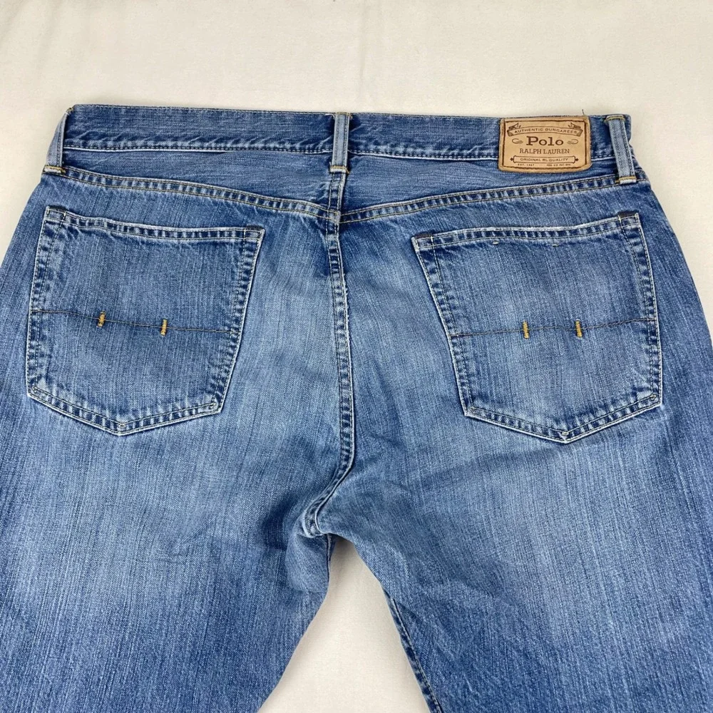 Polo Ralph Lauren Mens Authentic Dungarees Blue Jeans 36x30 Cotton Straight Leg